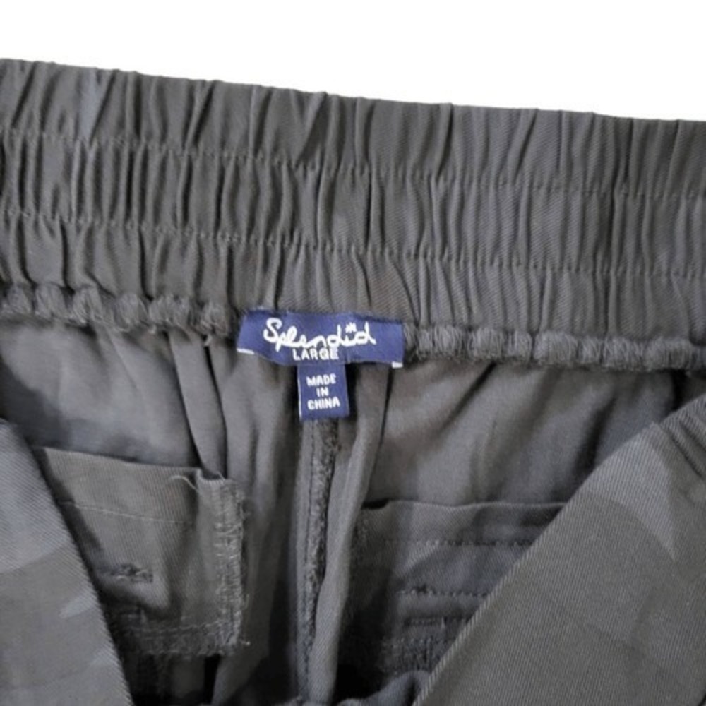 Splendid Womens Camo Jogger Pants Black Grey Elastic Waist Relaxed Fit Large - Picture 5 of 14
